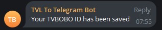 Screenshot of Telegram bot confirmation for MT4.