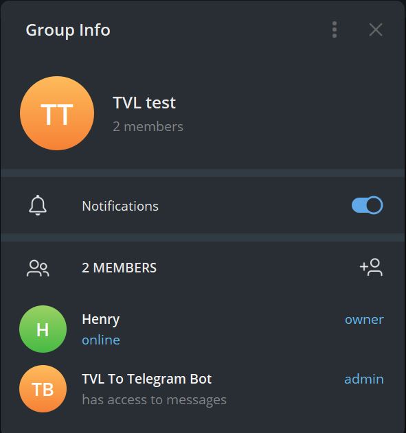 Screenshot of multiple webhooks configured in Telegram for MT4.
